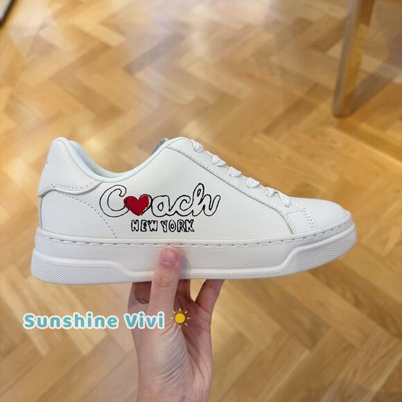 NWT Coach Women's High Line Sneaker With Heart Chalk Multi CBR66 us 8 - Picture 1 of 8